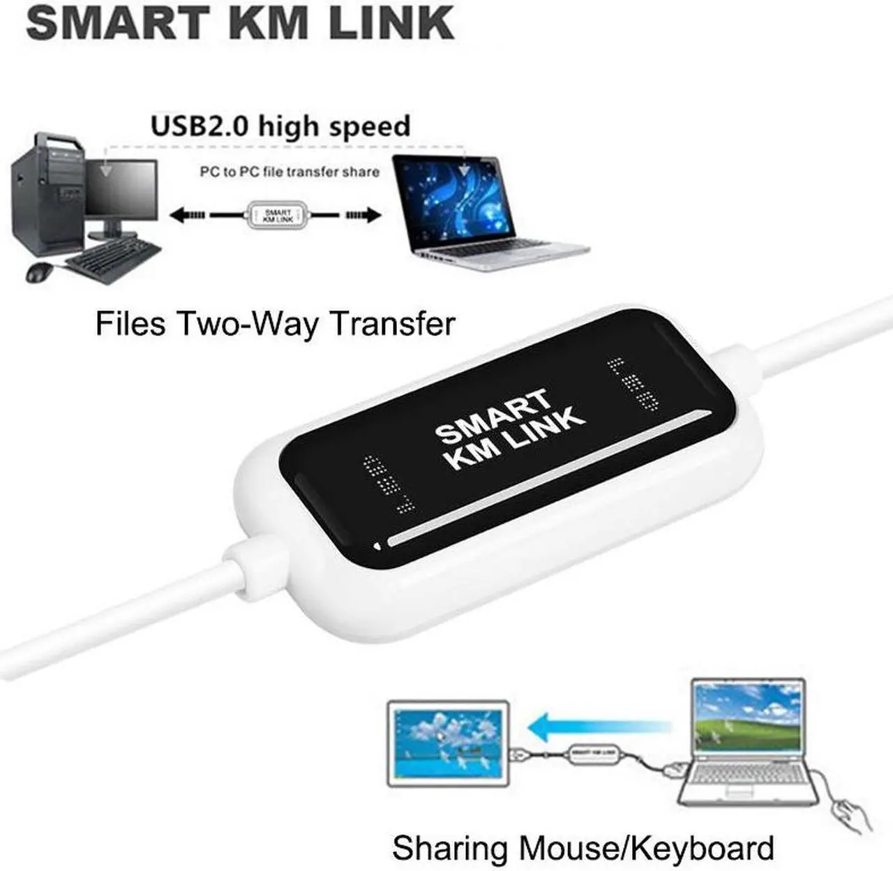 Alt view image 4 of 7 - USB 2.0 PC To PC Sync Data Link Mouse Keyboard Share Smart KM Link Net Direct File Transfer Bridge Windows Computer Copy Cable
