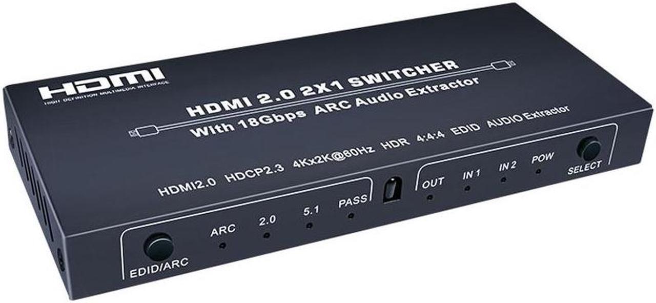 Main image of Audio Extractor & HDMI Video Switch UHD HDMI to HDMI+Audio (SPDIF+LCH/RCH) Audio Splitter 4K 2 In 1 Out HDMI Switch Video Audio Splitter - Extract Audio while Switching