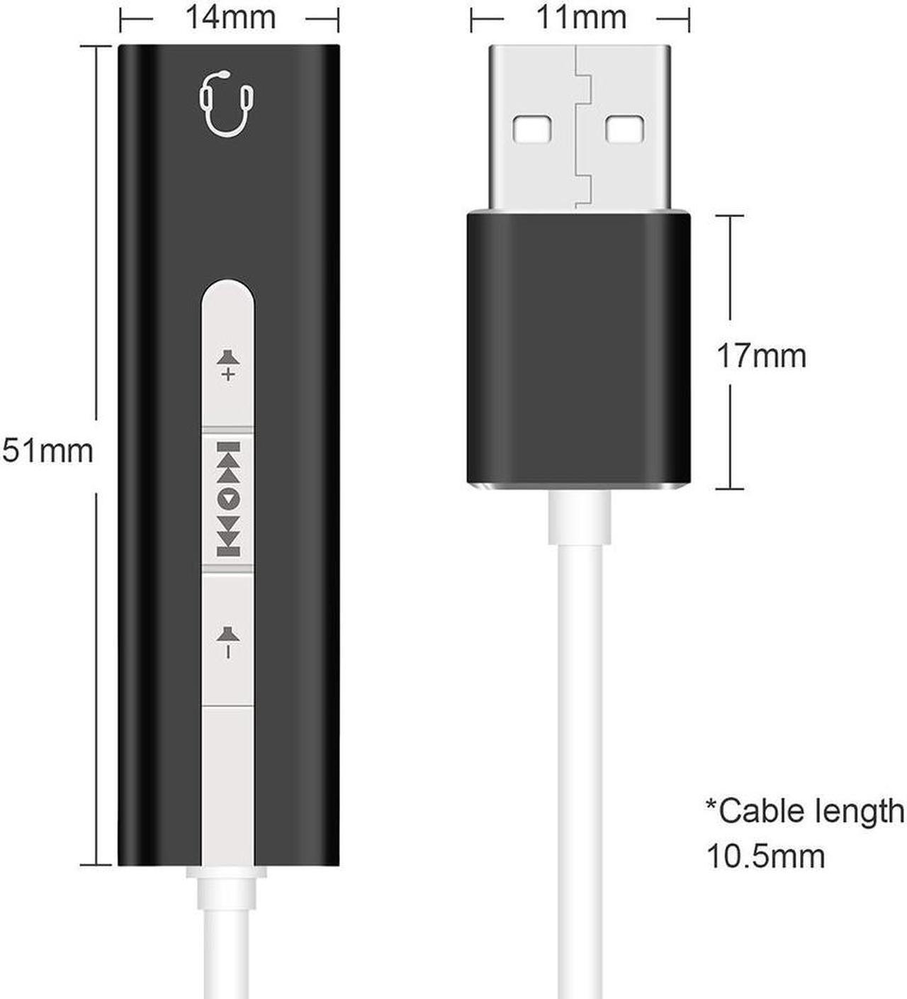 Alt view image 5 of 5 - USB External Sound Card 7.1 Adapter cable 2 in 1 3.5 mm Jack Aux Audio 3D Stereo Mic Headset Microphone For Laptop PC
