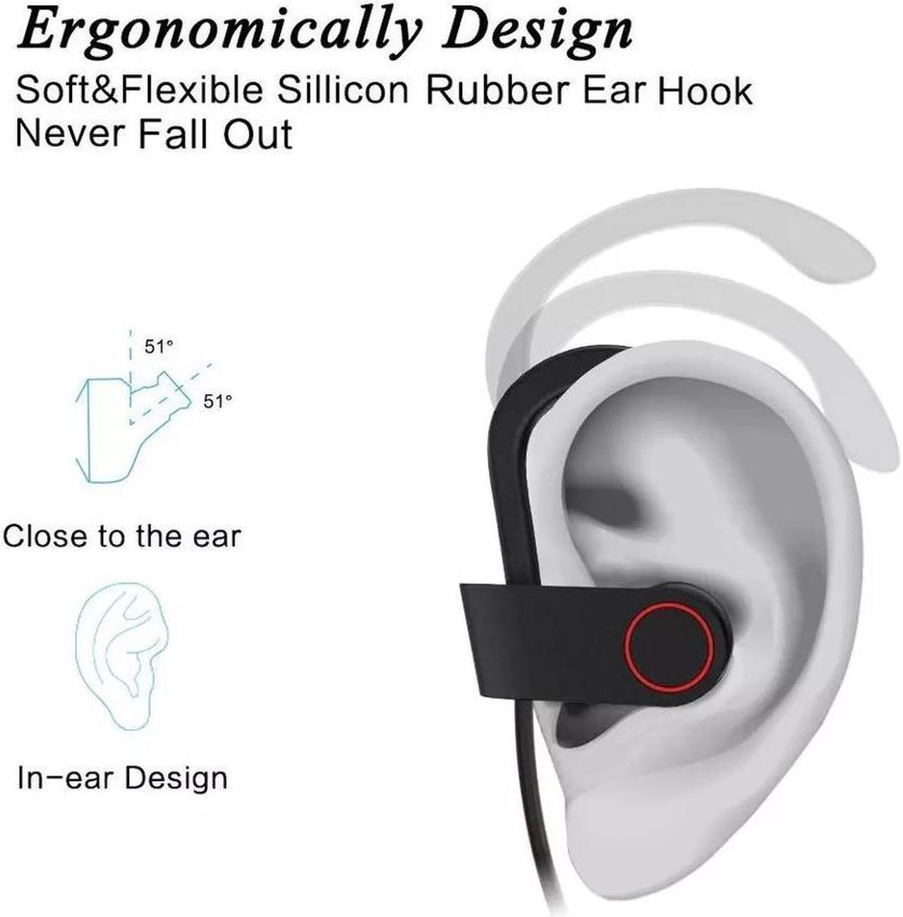 Alt view image 7 of 7 - IPX7 Waterproof Wireless Headset Sports Bass Wireless Bluetooth 5.0 Earphones With Microphone