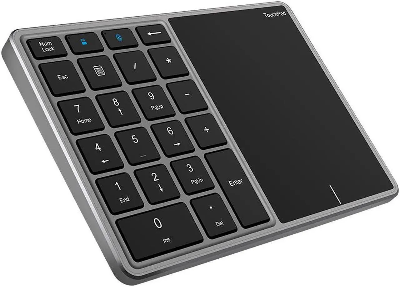 Alt view image 2 of 6 - 2 In 1 Wireless Numeric Keypad Touch Mouse Pad TYPE-C Rechargeable Bluetooth 2.4G Dual Mode X Architecture Numeric Keypad