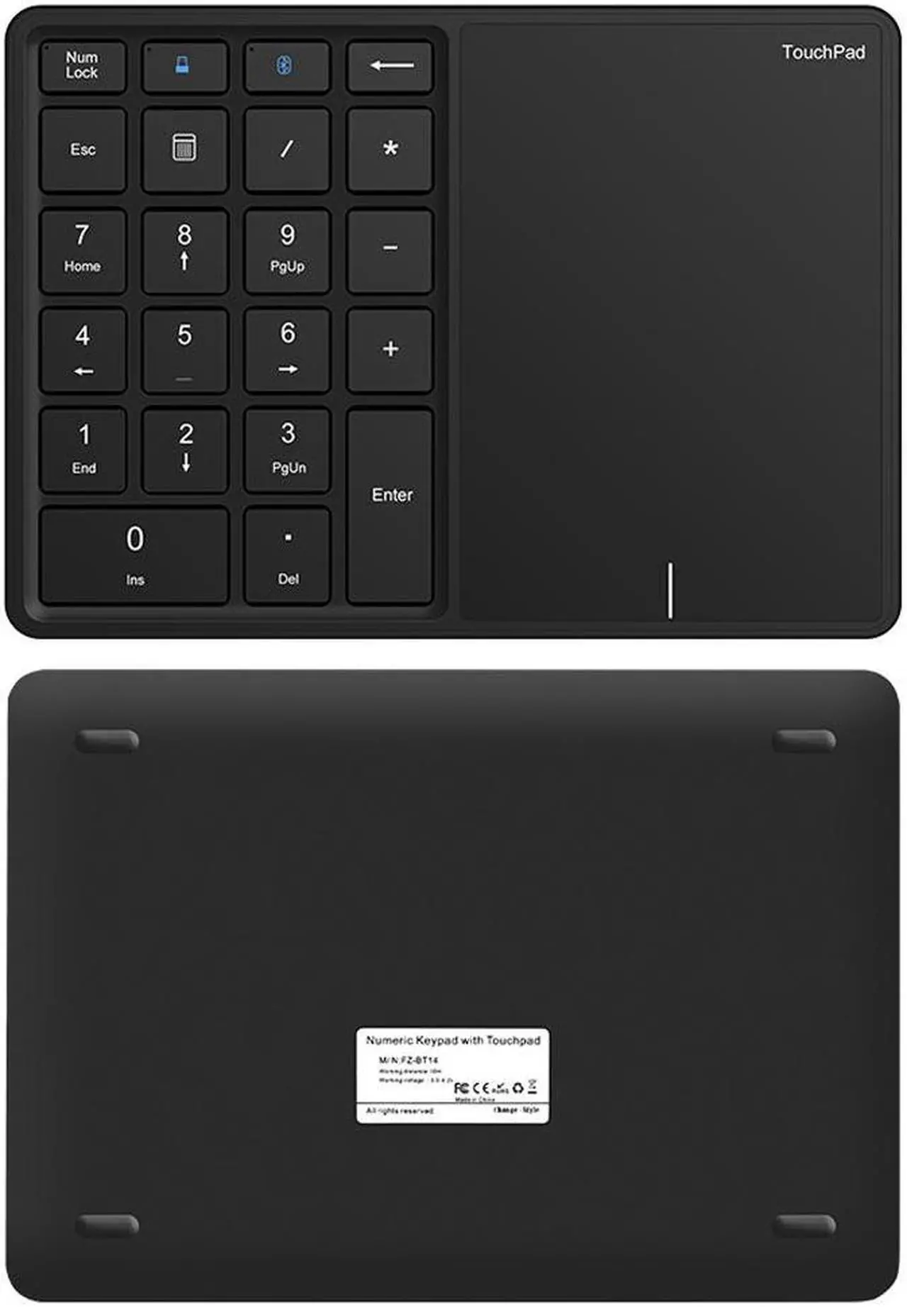 Alt view image 3 of 6 - 2 In 1 Wireless Numeric Keypad Touch Mouse Pad TYPE-C Rechargeable Bluetooth 2.4G Dual Mode X Architecture Numeric Keypad