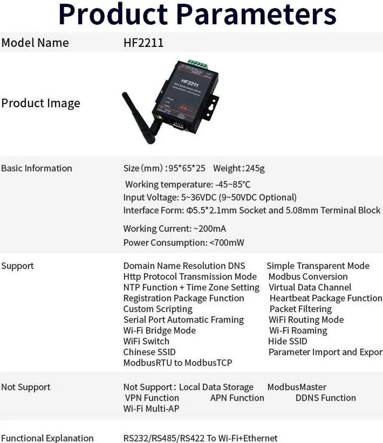 Alt view image 5 of 7 - WiFi Serial Device Server RS232 RS422 RS485 To Ethernet WiFi Converter WiFi / Ethernet Converter Module
