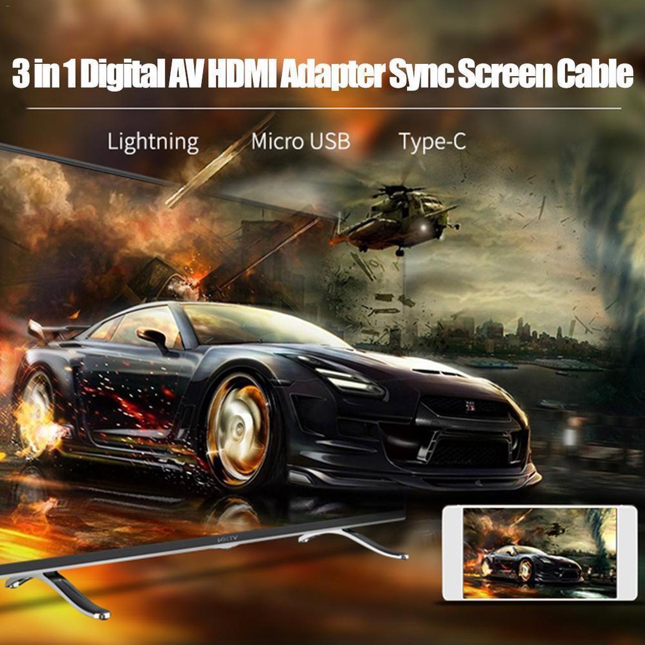 Alt view image 4 of 5 - Lightning Android Type C Connect to HDMI TV AV Cable Adapter For IPad IPhoneHDMI Cable
