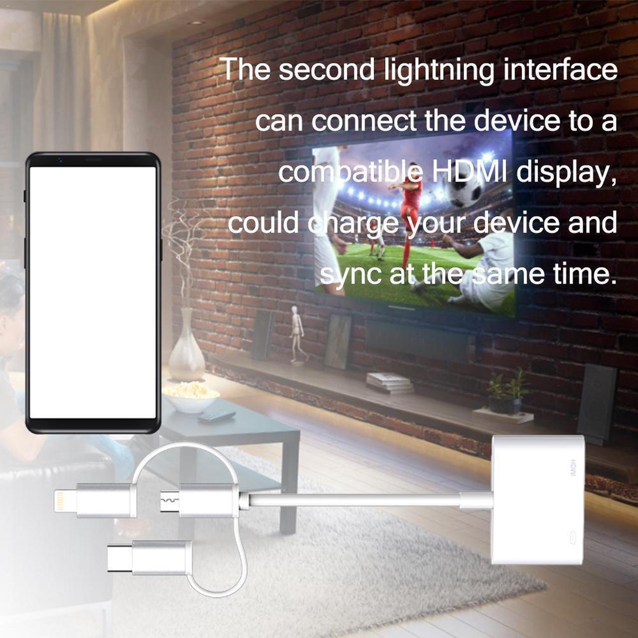 Alt view image 5 of 5 - Lightning Android Type C Connect to HDMI TV AV Cable Adapter For IPad IPhoneHDMI Cable