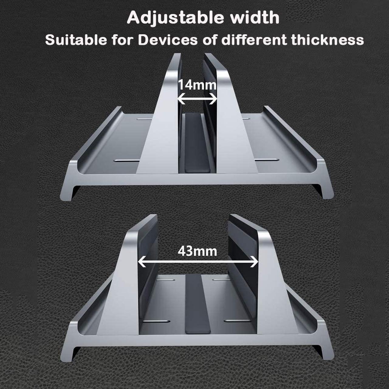 Alt view image 4 of 7 - Vertical Laptop Stand Holder Adjustable Desktop Notebook Dock 3 in 1 Space-Saving Stand for MacBook Pro Air, Laptop Accessories