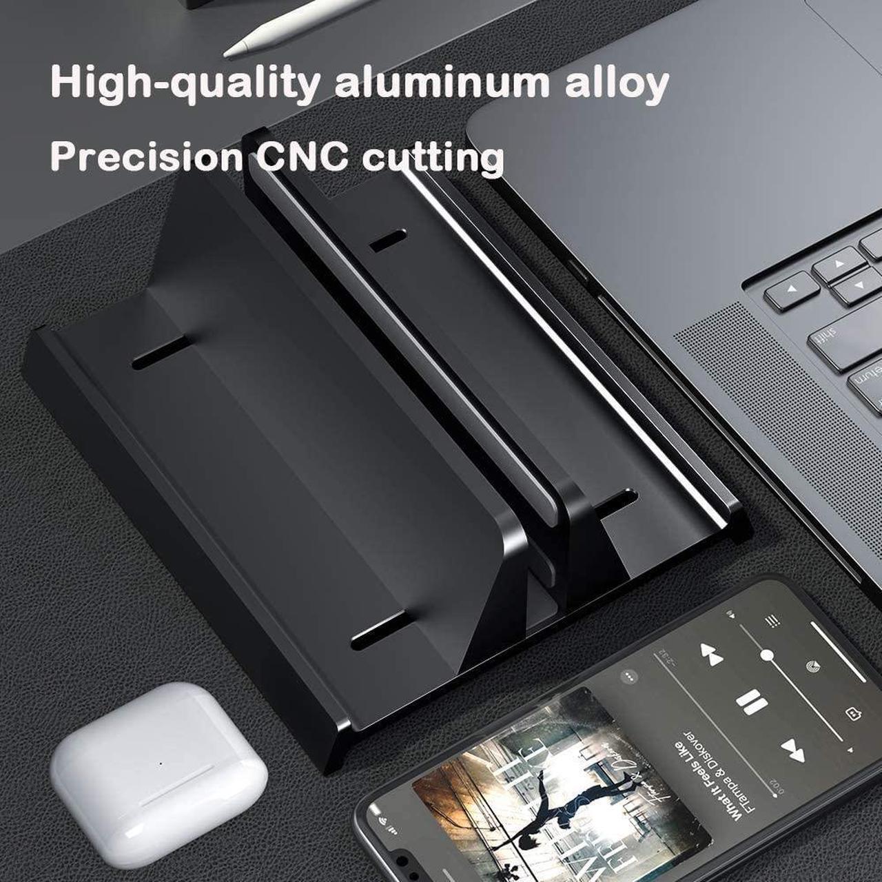 Alt view image 5 of 7 - Vertical Laptop Stand Holder Adjustable Desktop Notebook Dock 3 in 1 Space-Saving Stand for MacBook Pro Air, Laptop Accessories