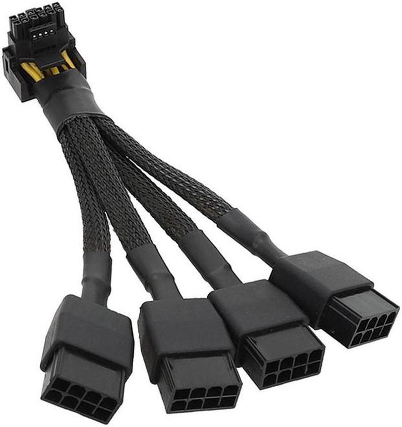 Main image of For GPU RTX4090 RTX4080 4X8 Pin PCI-E To 16 Pin Graphics Card Power Cable 12VHPWR Connector 90 Degree Elbow Cable 5.9inch