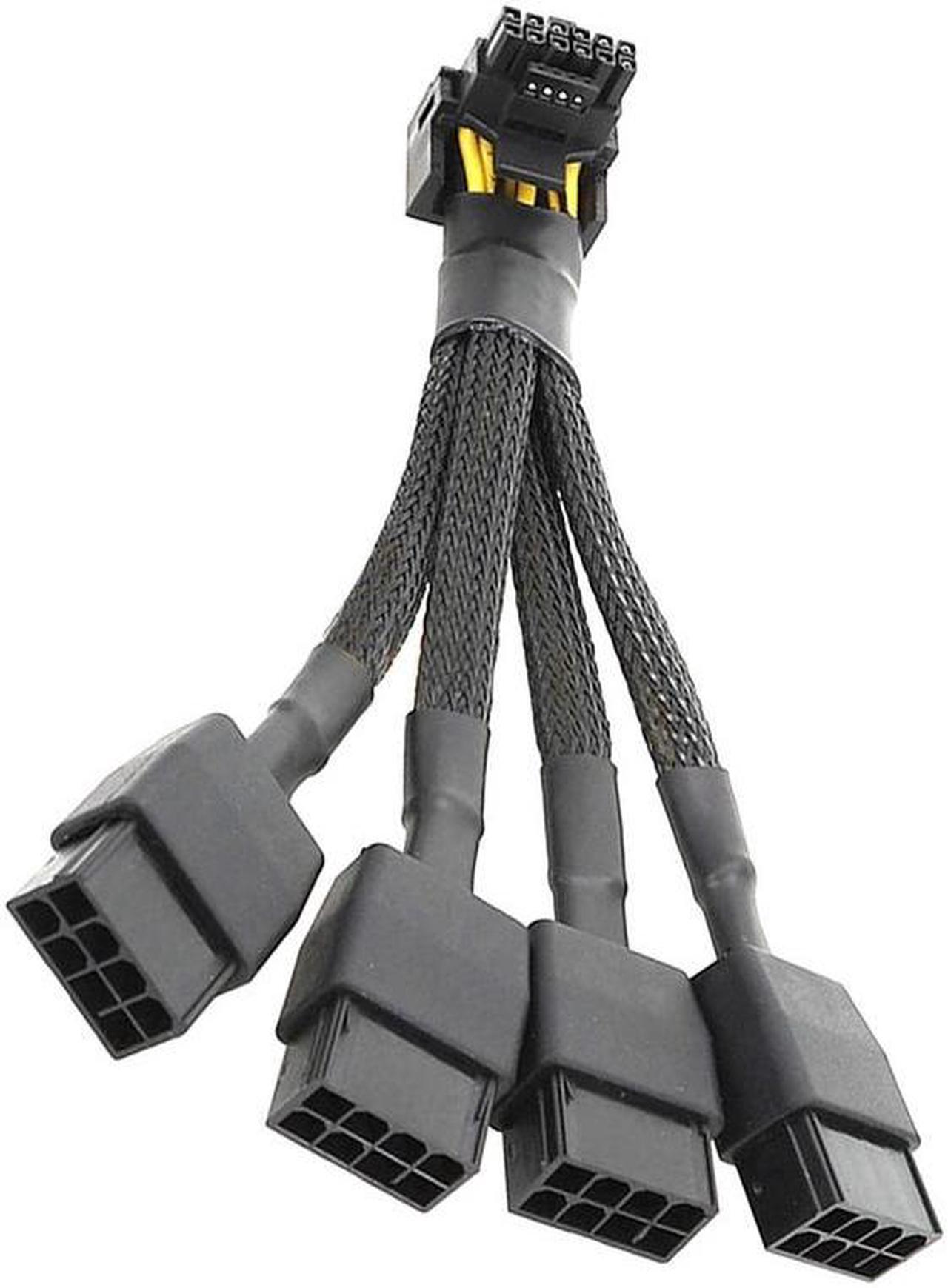 Alt view image 3 of 5 - For GPU RTX4090 RTX4080 4X8 Pin PCI-E To 16 Pin Graphics Card Power Cable 12VHPWR Connector 90 Degree Elbow Cable 5.9inch