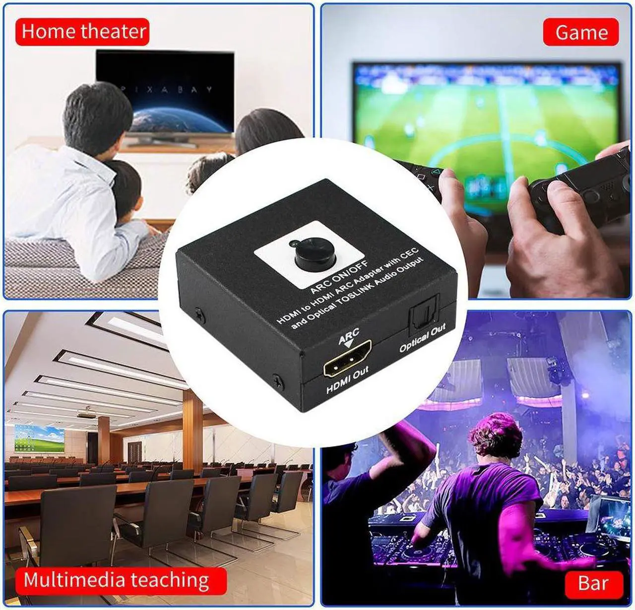 Alt view image 4 of 7 - HDMI to HDMI Audio ARC Return Converter HDMI to HDMI ARC Adapter with CEC and Optical TOSLINK Audio Output