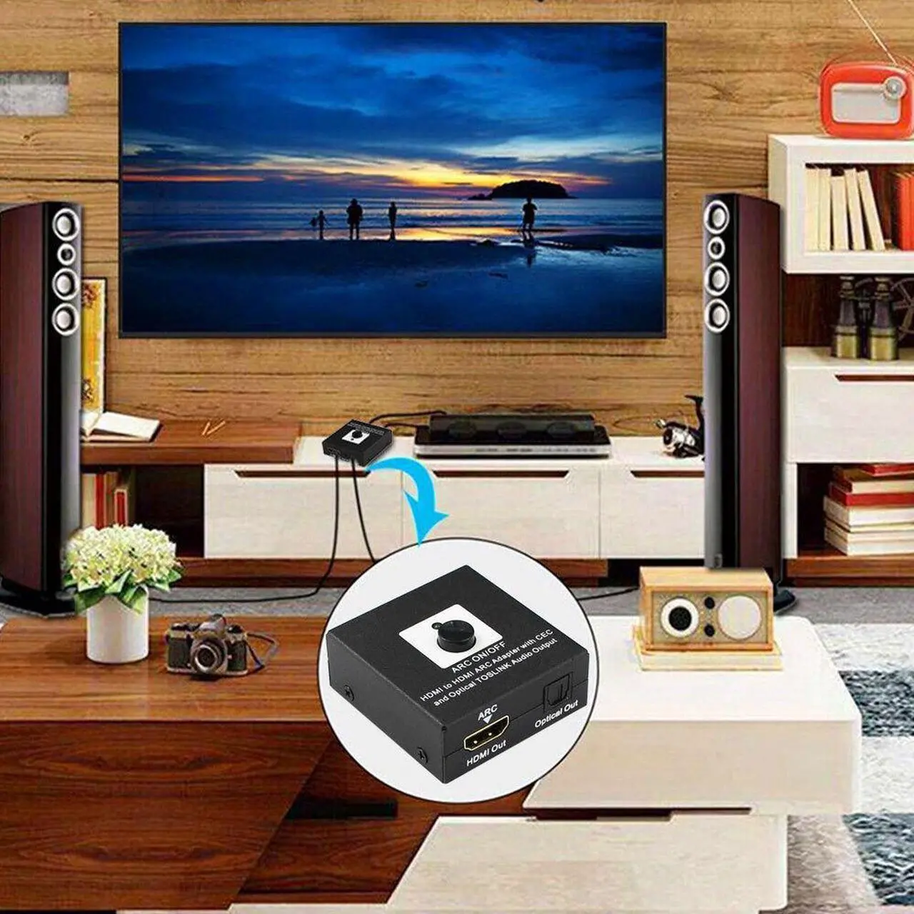 Alt view image 5 of 7 - HDMI to HDMI Audio ARC Return Converter HDMI to HDMI ARC Adapter with CEC and Optical TOSLINK Audio Output