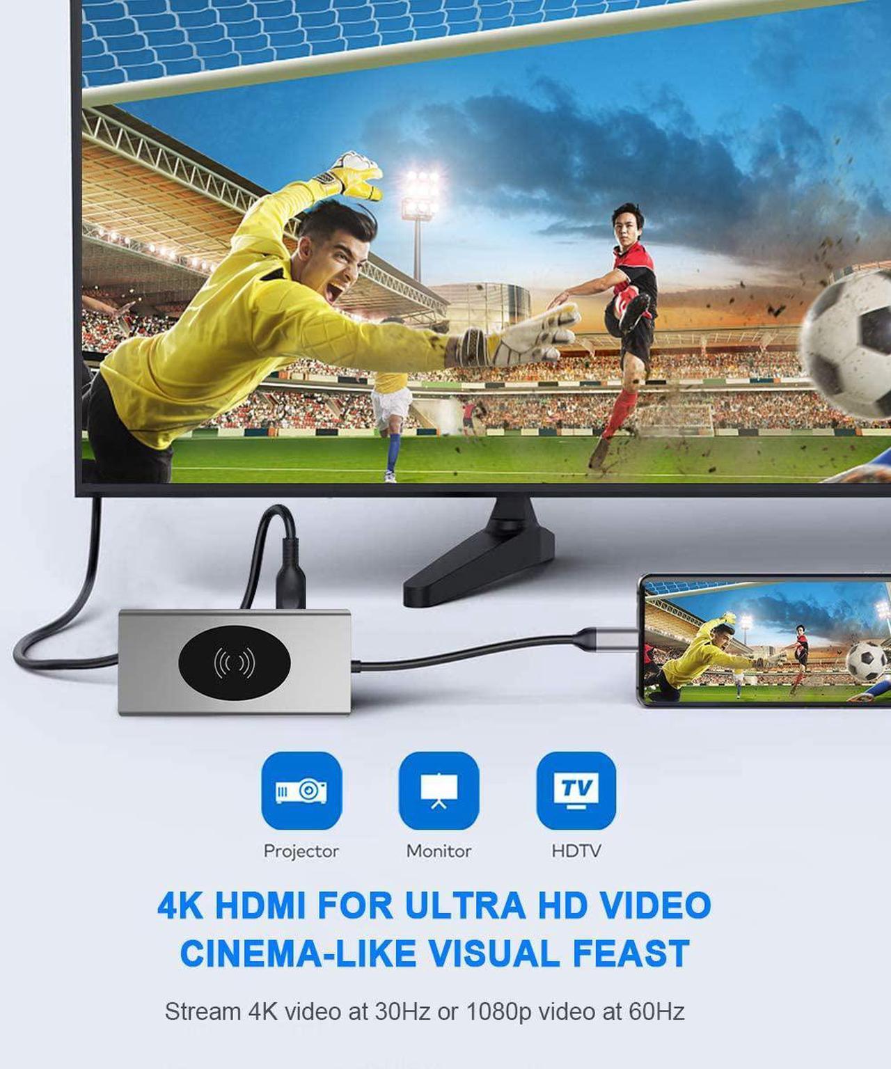 Alt view image 7 of 7 - 15 in 1 USB C Hub Multiport Adapter-Hieha USB-C Docking Station with 4K HDMI, VGA, Ethernet, Wireless Charging, 100W PD, 3 USB 3.0, SD/TF Card Reader Compatible for MacBook Pro and More Type C Laptops