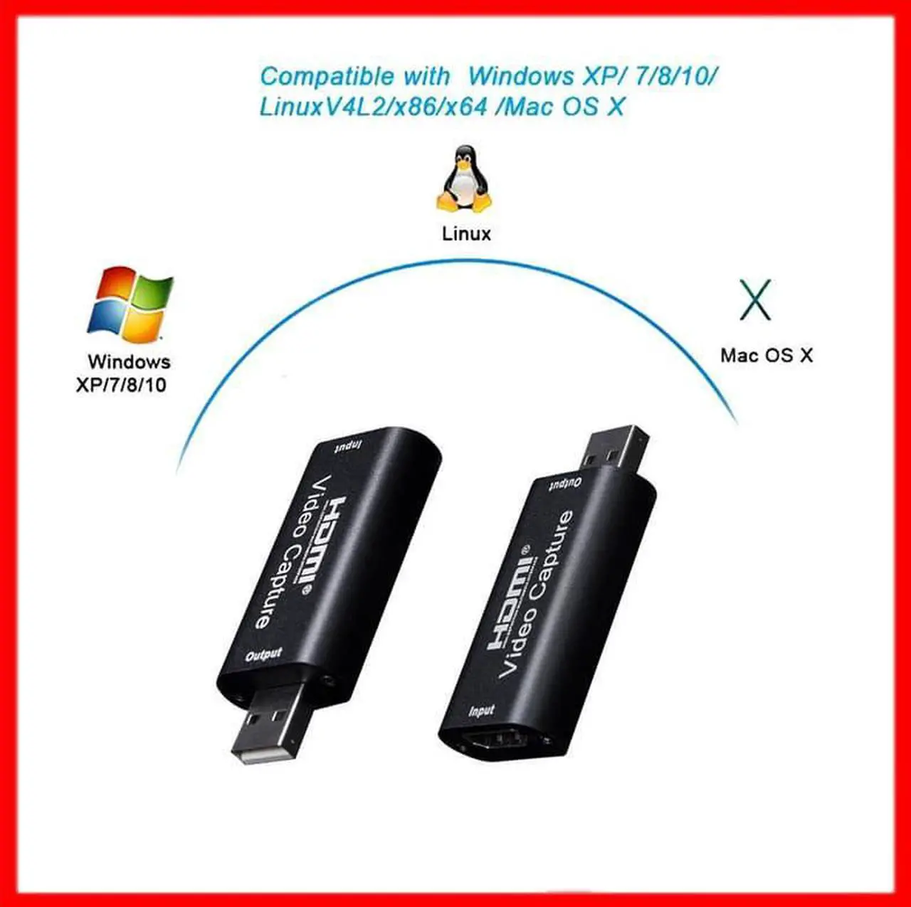 Alt view image 4 of 7 - HDMI Video Capture Card, Aluminum HDMI to USB 1080p Audio Video Capture Card, Full HD Recording, Connect DSLR, Camcorder, or Action Cam to PC or Mac for High Definition Acquisition, Live Broadcasting