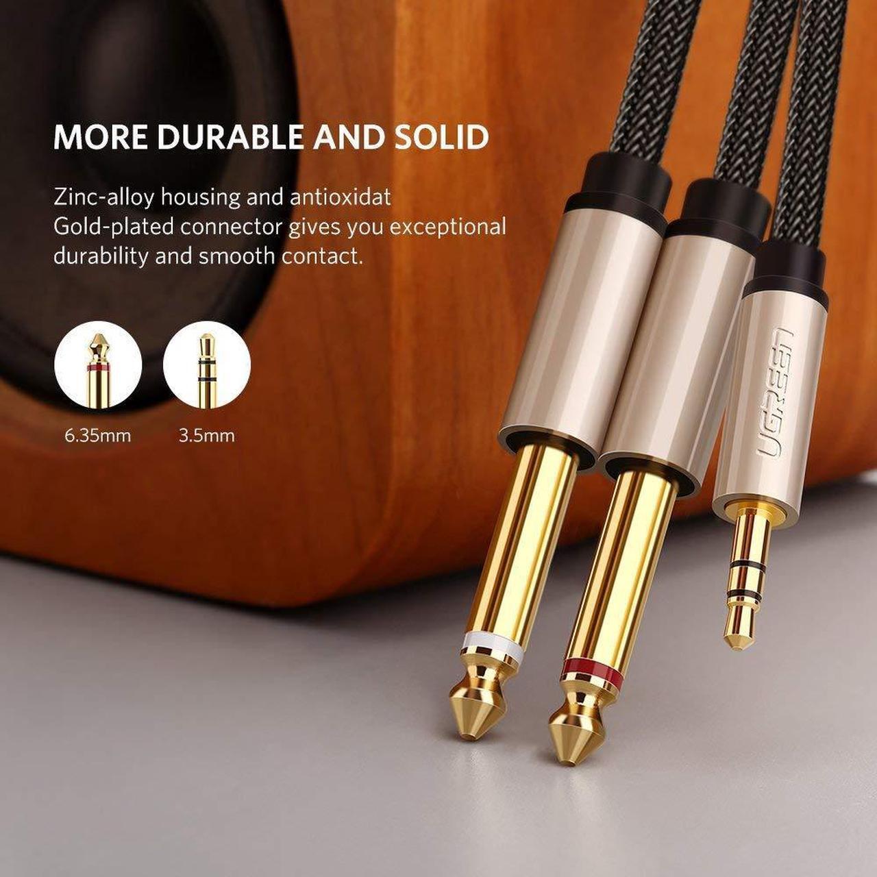 Alt view image 5 of 7 - 3.5mm to Double 6.35MM Stereo Jack Audio Cable Gold Plated 3.5mm 1/8 TRS to 6.35mm 1/4 TS Mono Y-Cable Splitter Cord for iPhone Multimedia Speakers and Home Stereo Systems - Black, 6FT