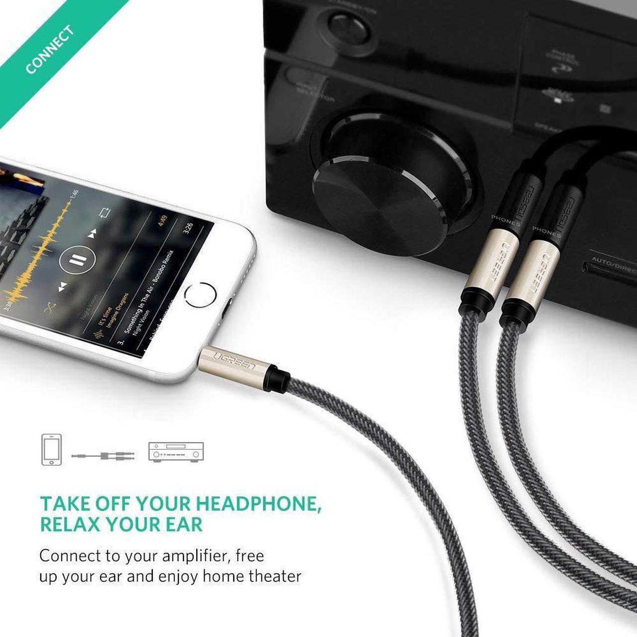 Alt view image 7 of 7 - 3.5mm to Double 6.35MM Stereo Jack Audio Cable Gold Plated 3.5mm 1/8 TRS to 6.35mm 1/4 TS Mono Y-Cable Splitter Cord for iPhone Multimedia Speakers and Home Stereo Systems - Black, 6FT
