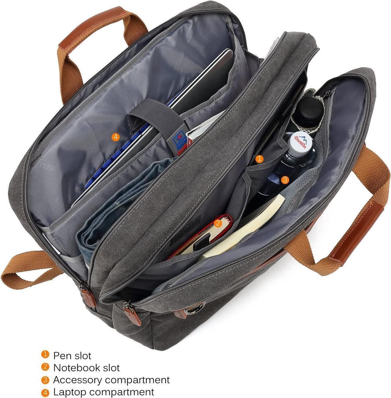 Alt view image 3 of 7 - CoolBELL Convertible 17.3 Inches Laptop Bag [3 in 1] Messenger Bag Shoulder Bag Backpack Multi-functional Briefcase for Men Women Business Work Travel (Canvas Gray)