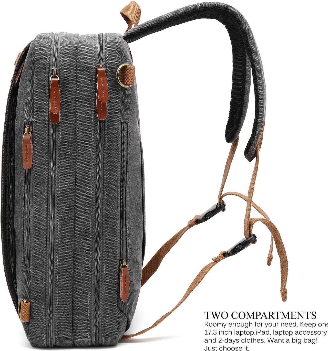 Alt view image 4 of 7 - CoolBELL Convertible 17.3 Inches Laptop Bag [3 in 1] Messenger Bag Shoulder Bag Backpack Multi-functional Briefcase for Men Women Business Work Travel (Canvas Gray)