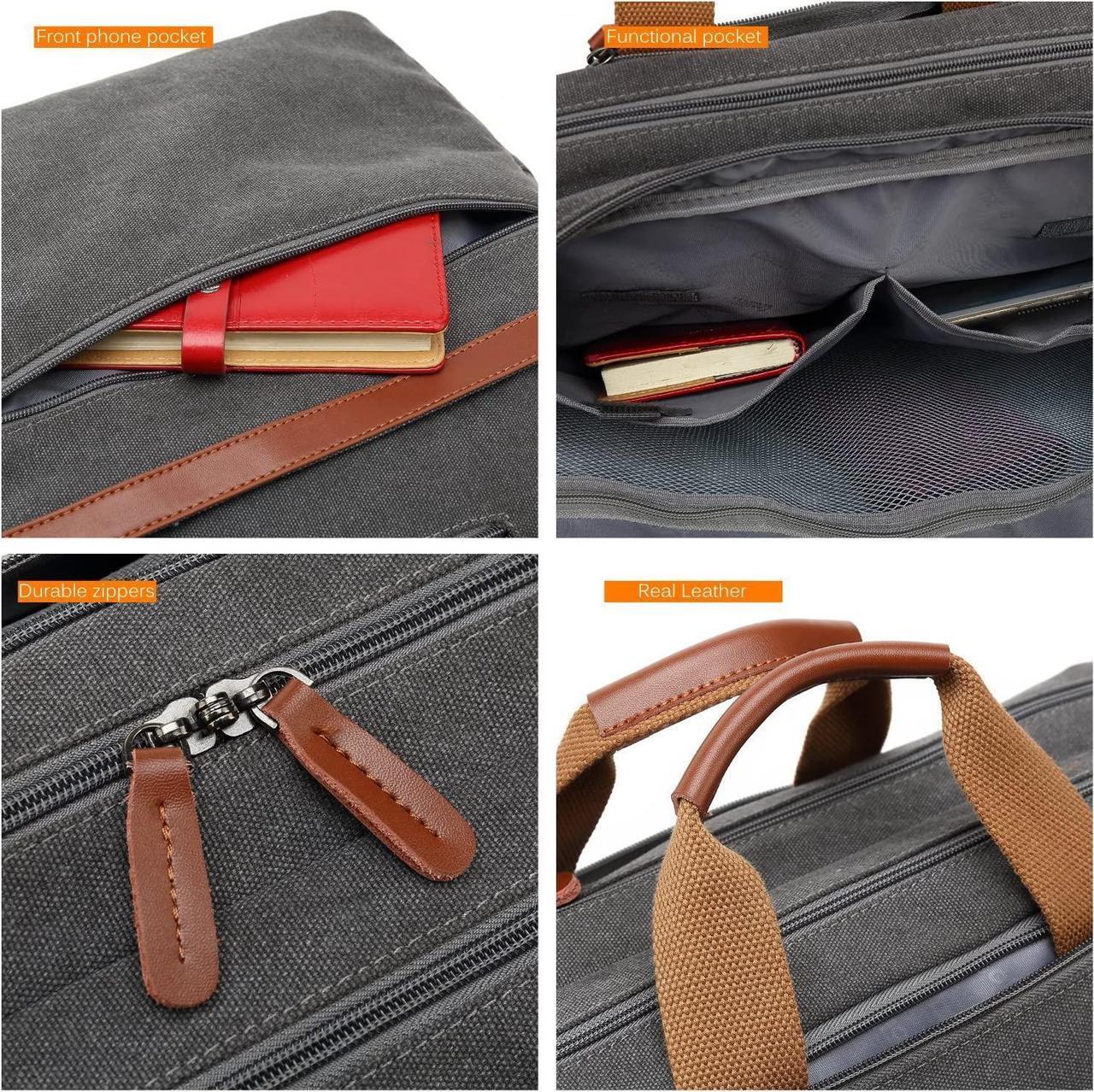 Alt view image 7 of 7 - CoolBELL Convertible 17.3 Inches Laptop Bag [3 in 1] Messenger Bag Shoulder Bag Backpack Multi-functional Briefcase for Men Women Business Work Travel (Canvas Gray)