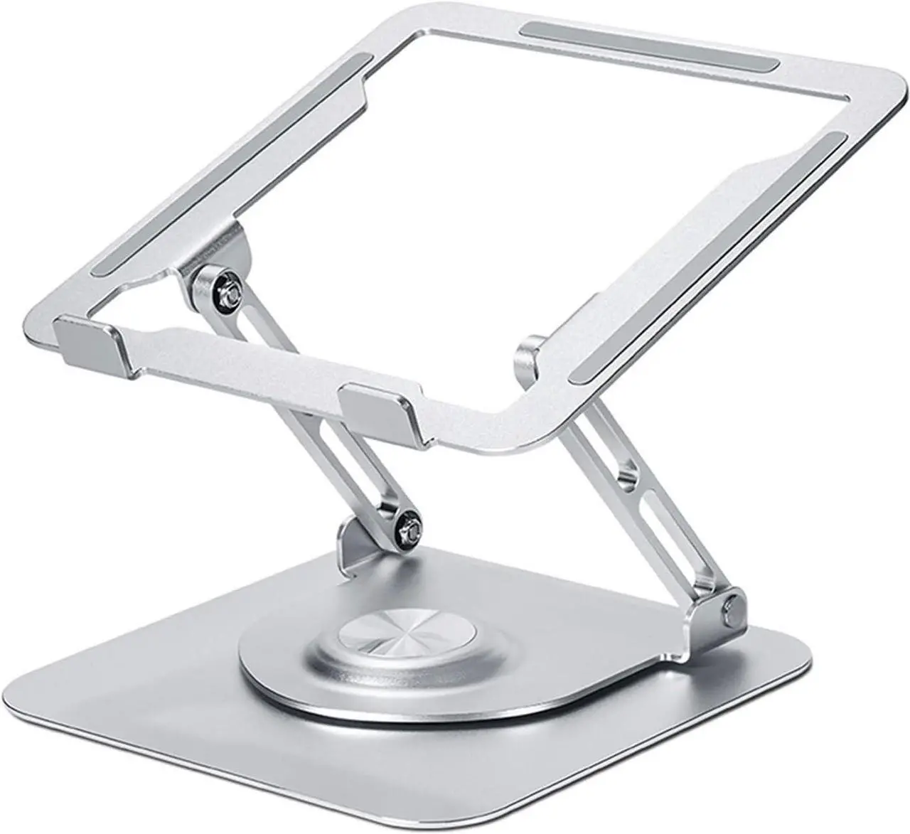 Main image of Laptop Stand, Ergonomic 360° Swivel Laptop Stand for Desk, Adjustable Metal Computer Stand, Foldable and Portable Laptop Riser Holder for MacBook, iPad Pro, 10-16" Laptops - Silver
