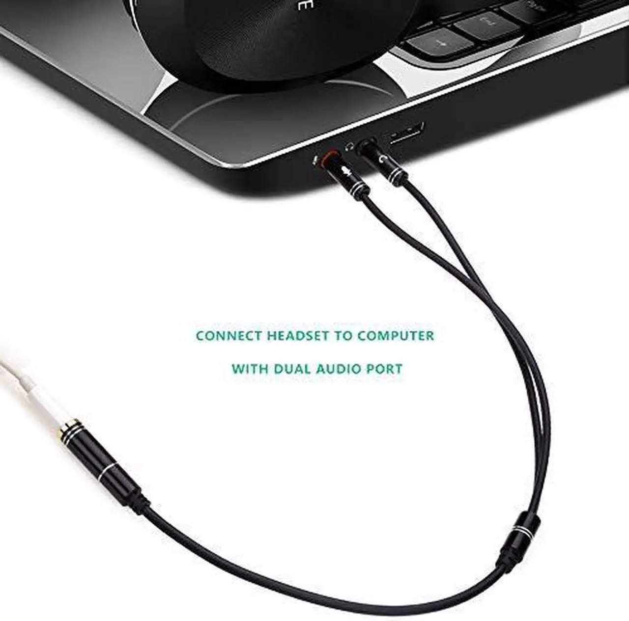 Alt view image 5 of 7 - (2 Pack) Headphone Splitter for Computer 3.5mm Female to 2 Dual 3.5mm Male Headphone Mic Audio Y Splitter Cable Smartphone Headset to PC Adapter (Black)