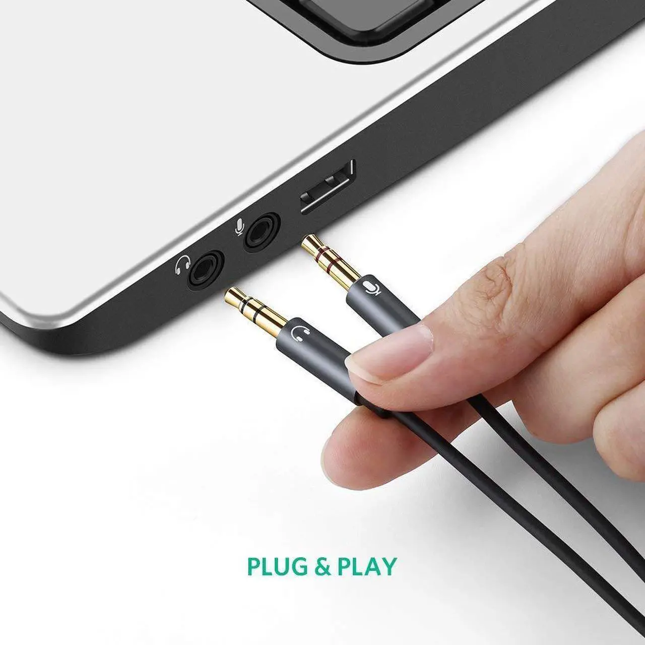 Alt view image 4 of 7 - (2 Pack) Headphone Splitter for Computer 3.5mm Female to 2 Dual 3.5mm Male Headphone Mic Audio Y Splitter Cable Smartphone Headset to PC Adapter (Blue)