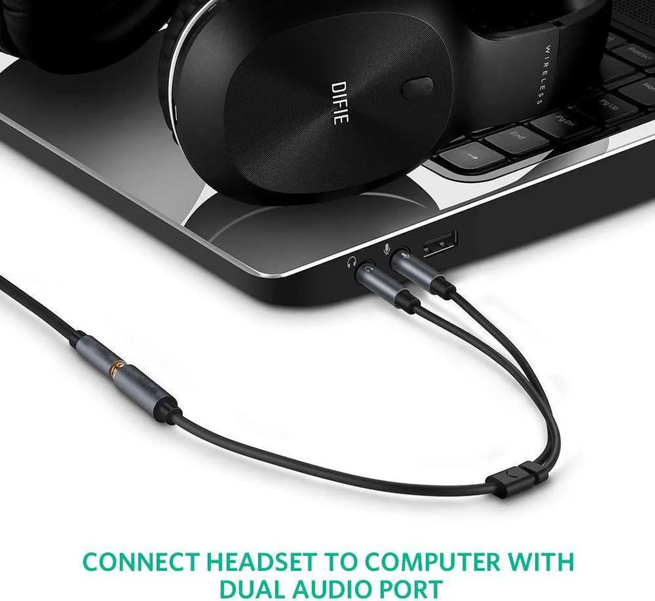 Alt view image 5 of 7 - (2 Pack) Headphone Splitter for Computer 3.5mm Female to 2 Dual 3.5mm Male Headphone Mic Audio Y Splitter Cable Smartphone Headset to PC Adapter (Blue)