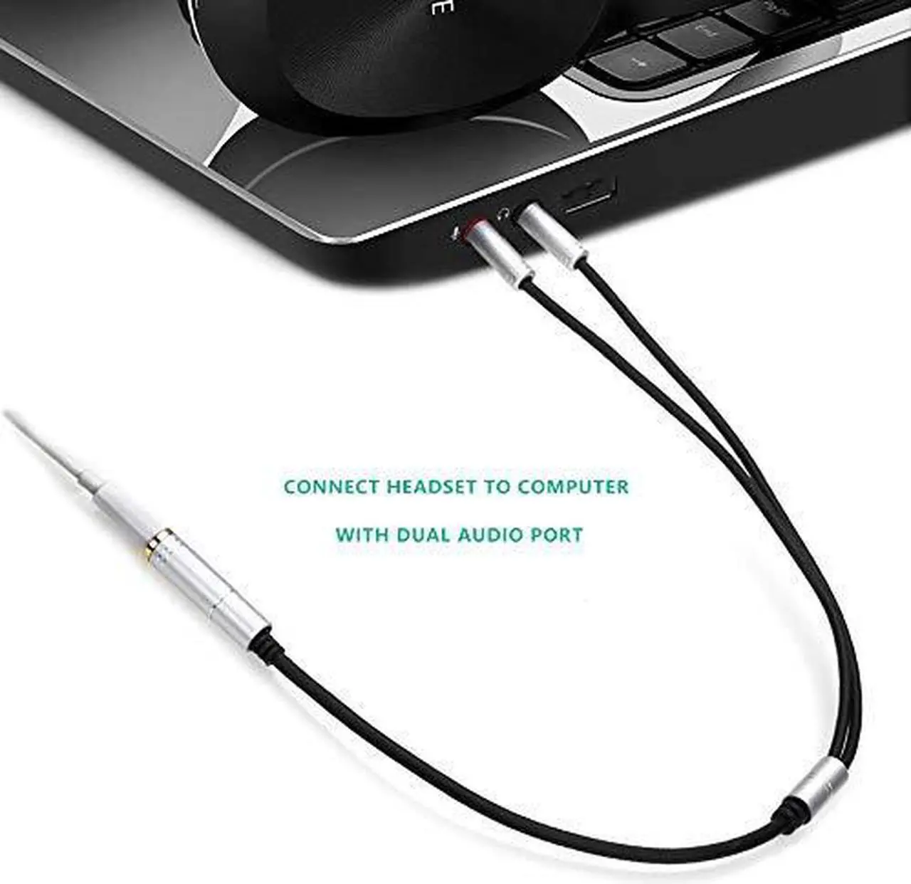 Alt view image 5 of 7 - (2 Pack) Headphone Splitter for Computer 3.5mm Female to 2 Dual 3.5mm Male Headphone Mic Audio Y Splitter Cable Smartphone Headset to PC Adapter (Gray)