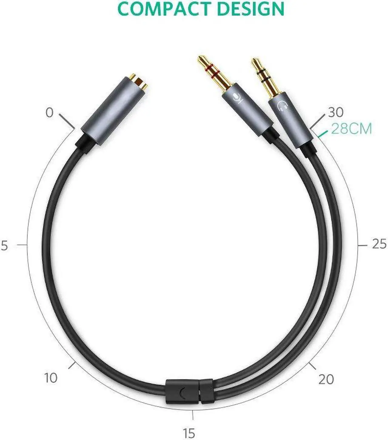 Alt view image 2 of 7 - (2 Pack) Headphone Splitter for Computer 3.5mm Female to 2 Dual 3.5mm Male Headphone Mic Audio Y Splitter Cable Smartphone Headset to PC Adapter (Rose Pink)