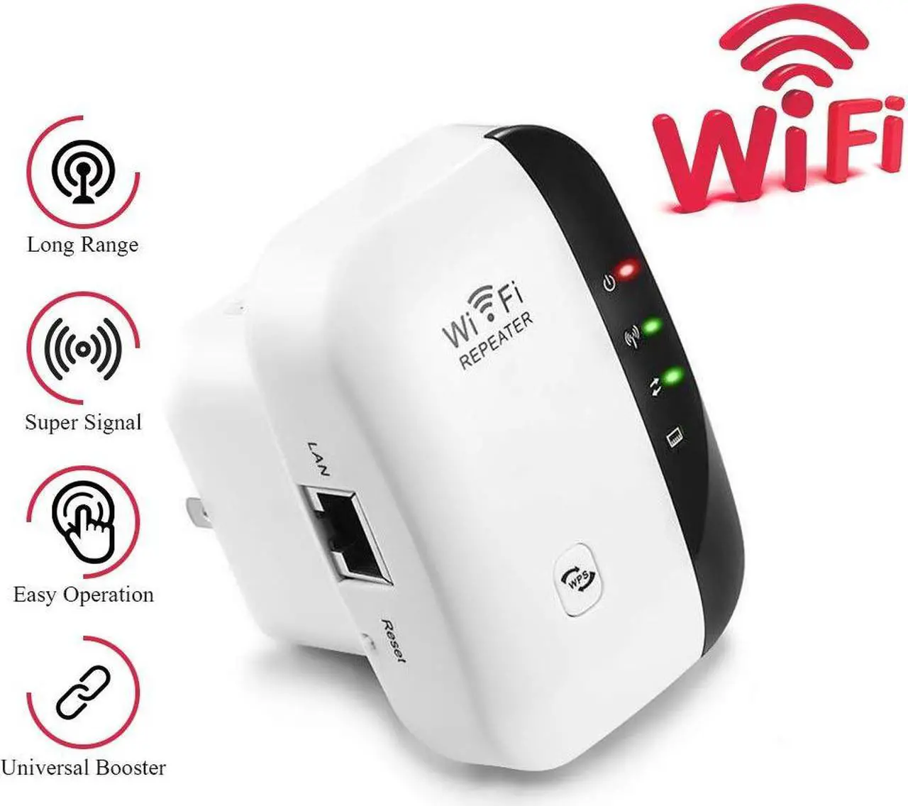Main image of 300Mbps Wireless WiFi Repeater/Extender/AP/WI-FI Signal Range Amplifier/Booster, Mini 2.4G Portable WiFi Signal Range Extender with WPS for Router Home