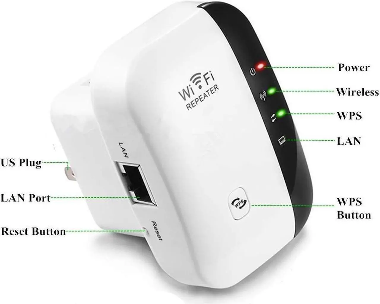 Alt view image 2 of 7 - 300Mbps Wireless WiFi Repeater/Extender/AP/WI-FI Signal Range Amplifier/Booster, Mini 2.4G Portable WiFi Signal Range Extender with WPS for Router Home
