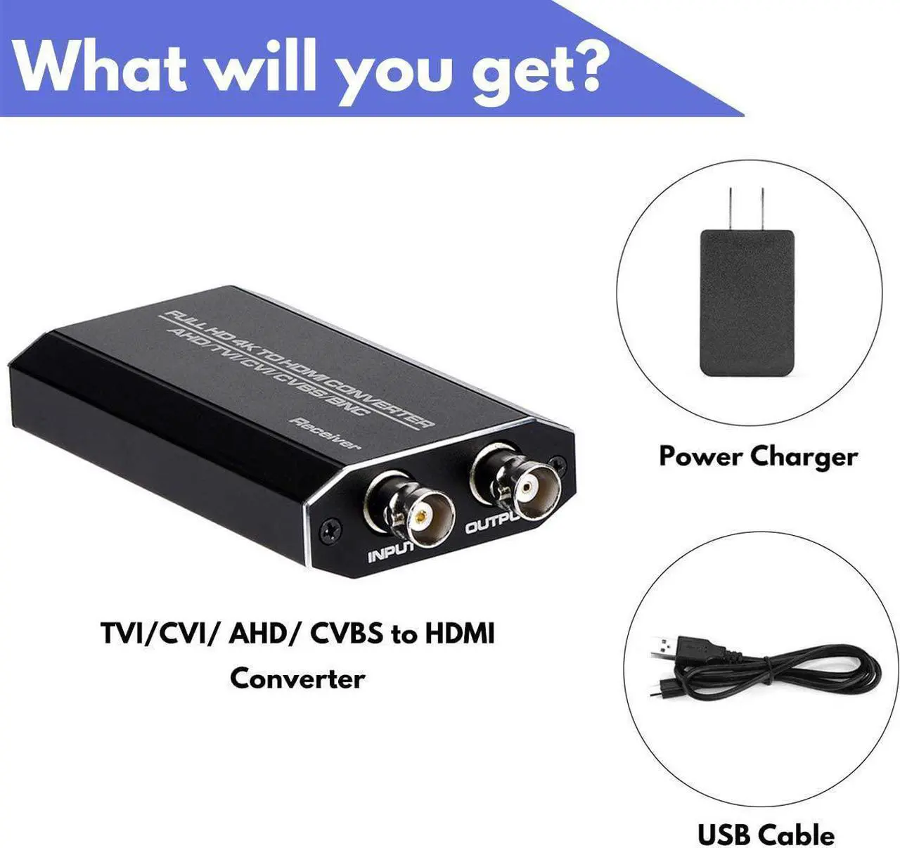 Alt view image 7 of 7 - CVI/TVI/AHD to HDMI Converter, Full HD 4K 720P/1080P/3MP/4MP/5MP/8MP AHD/TVI/CVI to HDMI Adapter, BNC(TVI/CVI/AHD/CVBS) Video Signal to HDMI Display on Monitor/HDTV