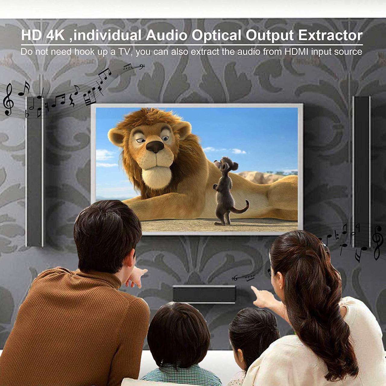 Alt view image 7 of 7 - 4K HDMI Switcher Splitter with Optical & 3.5mm AUX Audio Audio Extractor Out, 2x4 HDMI Switcher Audio Extractor Support 4K@60Hz, 1080P@120Hz, HDCP 2.2, HDMI2.0b, 4K@60HZ, RGB4:4:4, 4K HDR