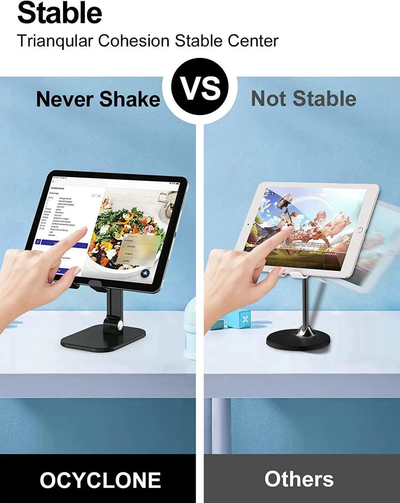 Alt view image 6 of 7 - Foldable Desktop Cell Phone Stand Holder,Upgraded Extensiable Anti-Slip Base and Height Angle Adjustable Desk Phone Holder for iPad Pro Air Mini, iPhone, Smartphone 4.7-12.9" Tablets, Black