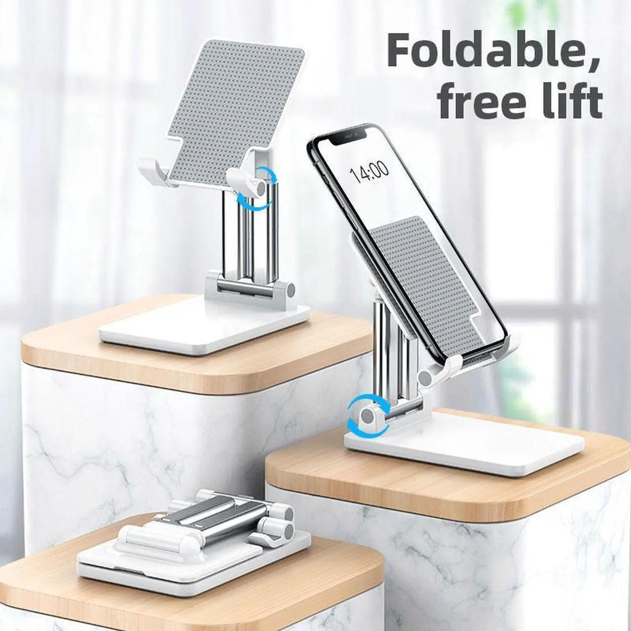 Alt view image 6 of 7 - Cell Phone Holder, Adjustable Desktop Cell Phone Stand Cradle Dock Compatible Tablet StandiPhone Stand ipad Foldable Phone Stand for Desk 4-12.9'' iPhone 13,iPad,Tablet, Kindle, White