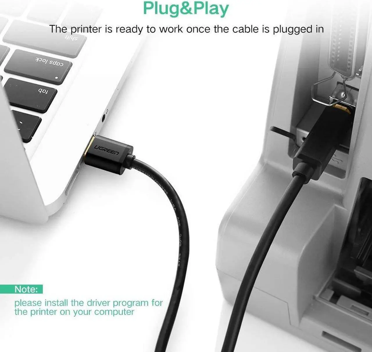 Alt view image 5 of 7 - USB Printer Cable USB 2.0 Type A Male to B Male Scanner Cord High Speed Computer Printer Cable for Brother, HP, Canon, Lexmark, Epson, Dell, Xerox, Samsung etc (9.8 Feet)