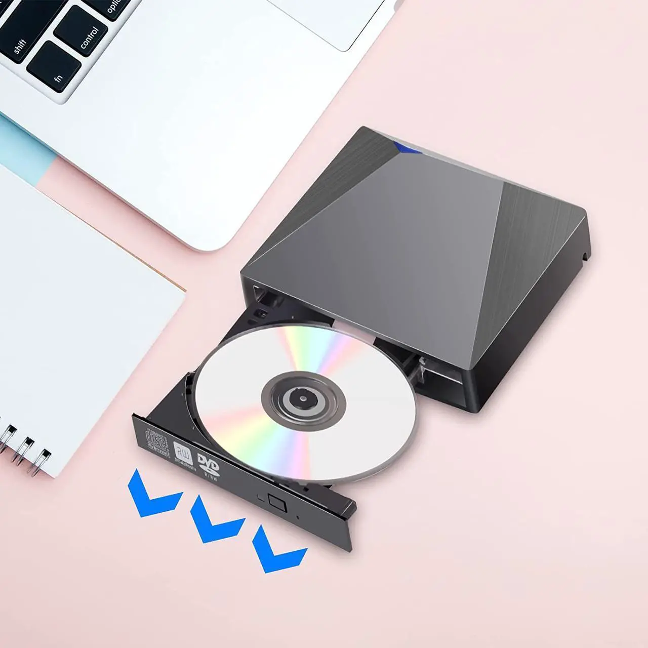 Alt view image 6 of 7 - External CD DVD Drive, USB 3.0 & Type-C External DVD Drive, CD DVD Burner Player Writer CD DVD +/- RW for Windows 10 8 7 XP Vista Mac OS MacBook Air, MacBook Pro PC Laptop