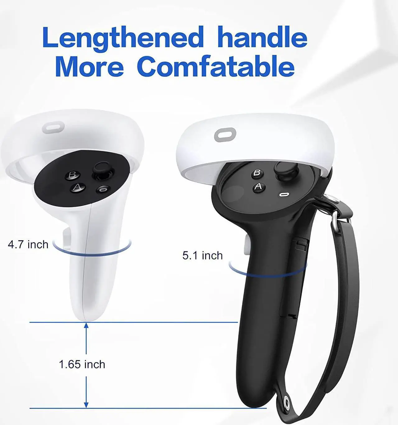 Alt view image 2 of 7 - for Oculus Quest 2 Extended Controller Grips for Larger Hands, [Battery Opening] for Quest 2 Accessories Controller Grips, Non-Slip Controller Grip Covers with Adjustable Knuckle Straps