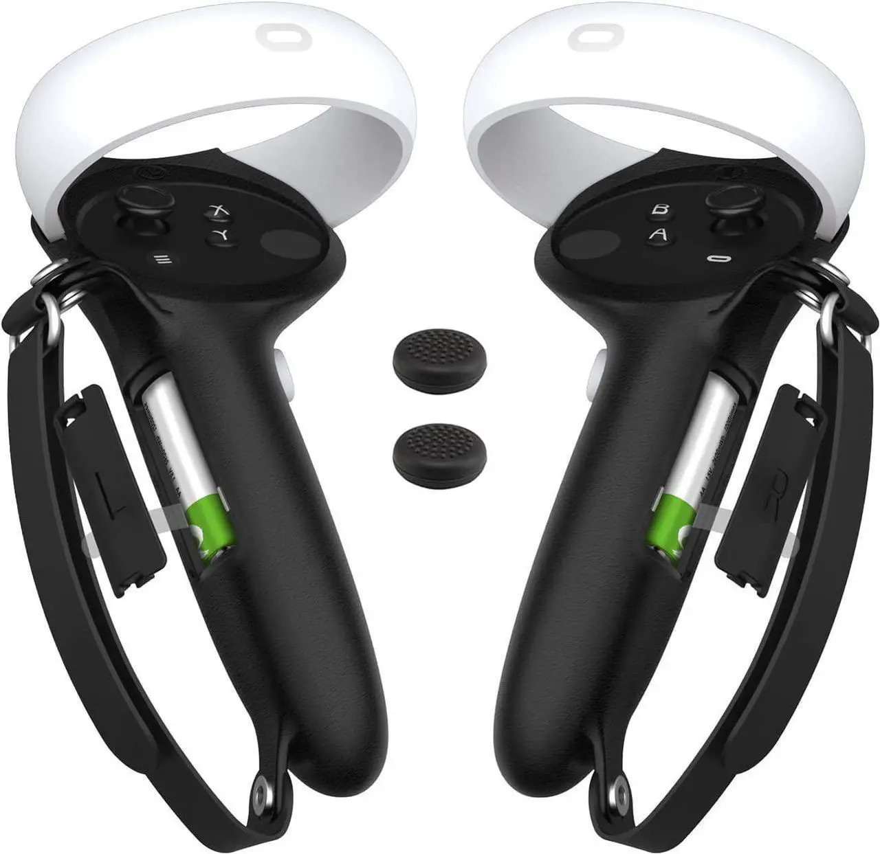 Main image of for Oculus Quest 2 Extended Controller Grips for Larger Hands, [Battery Opening] for Quest 2 Accessories Controller Grips, Non-Slip Controller Grip Covers with Adjustable Knuckle Straps
