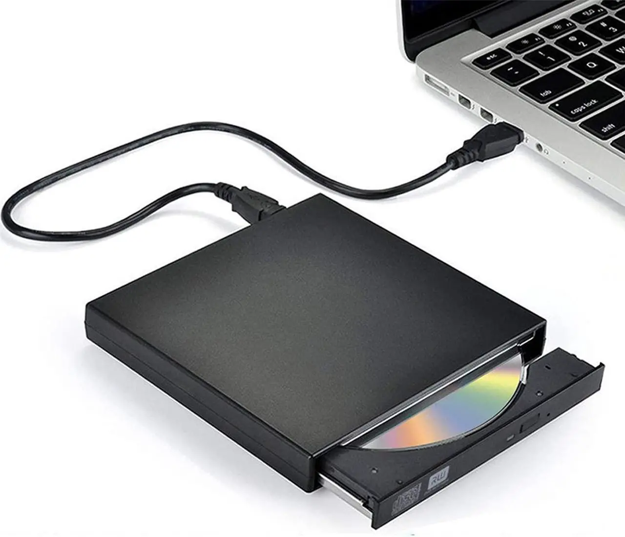 Main image of External CD DVD Drive, USB 2.0 Slim Protable External CD-RW Drive DVD-RW Burner Writer Player for Laptop Notebook PC Desktop Computer, Black