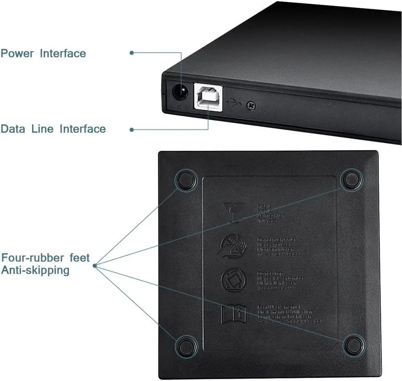 Alt view image 5 of 7 - External CD DVD Drive, USB 2.0 Slim Protable External CD-RW Drive DVD-RW Burner Writer Player for Laptop Notebook PC Desktop Computer, Black
