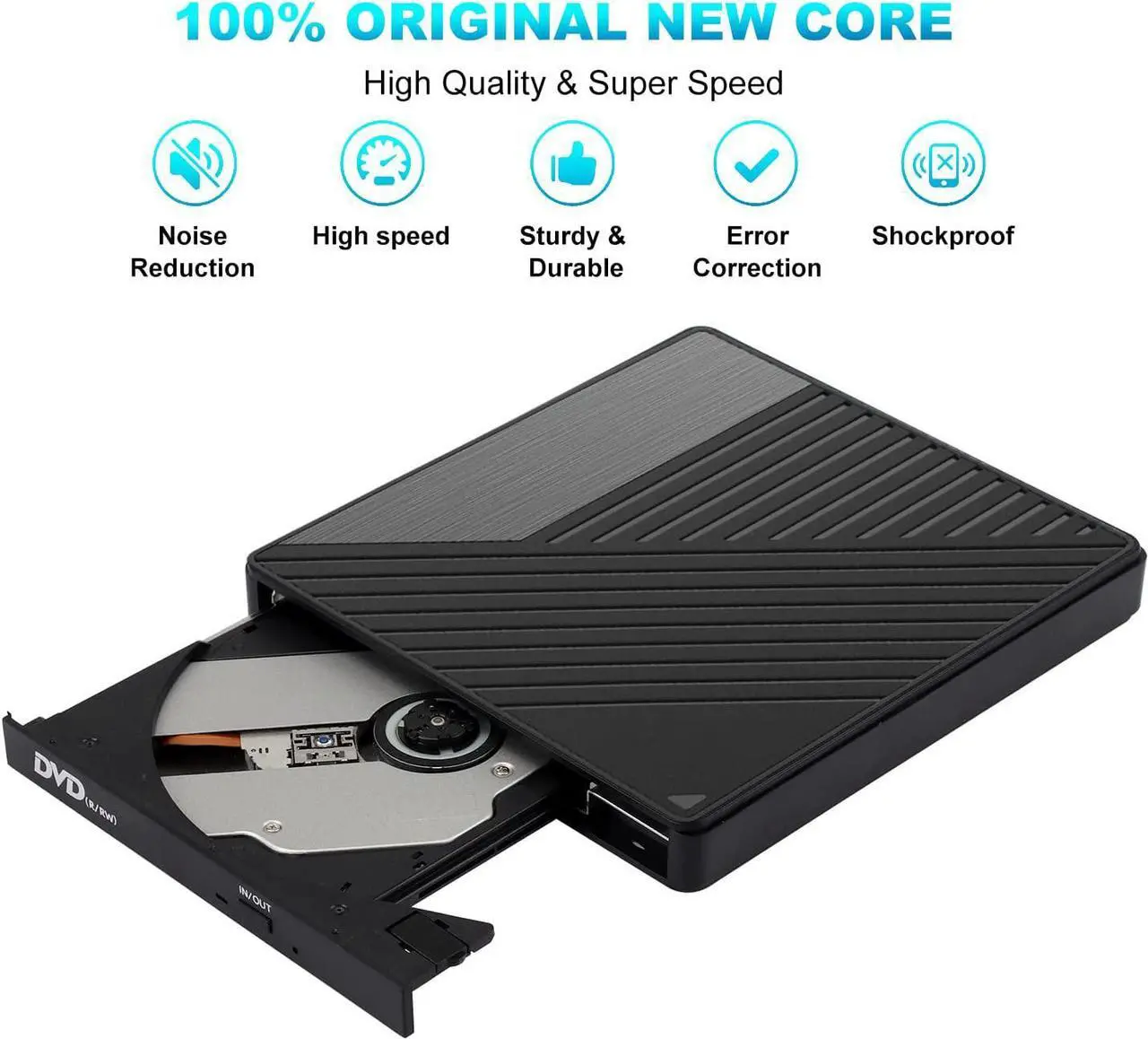 Alt view image 3 of 7 - External DVD CD Drive, USB3.0 & Type C with SD/TF Card Reader USB Hub Portable Disk Burner Player Writer Low Noise High Speed Data Transfer for Laptop, Desktop, Mac, Windows