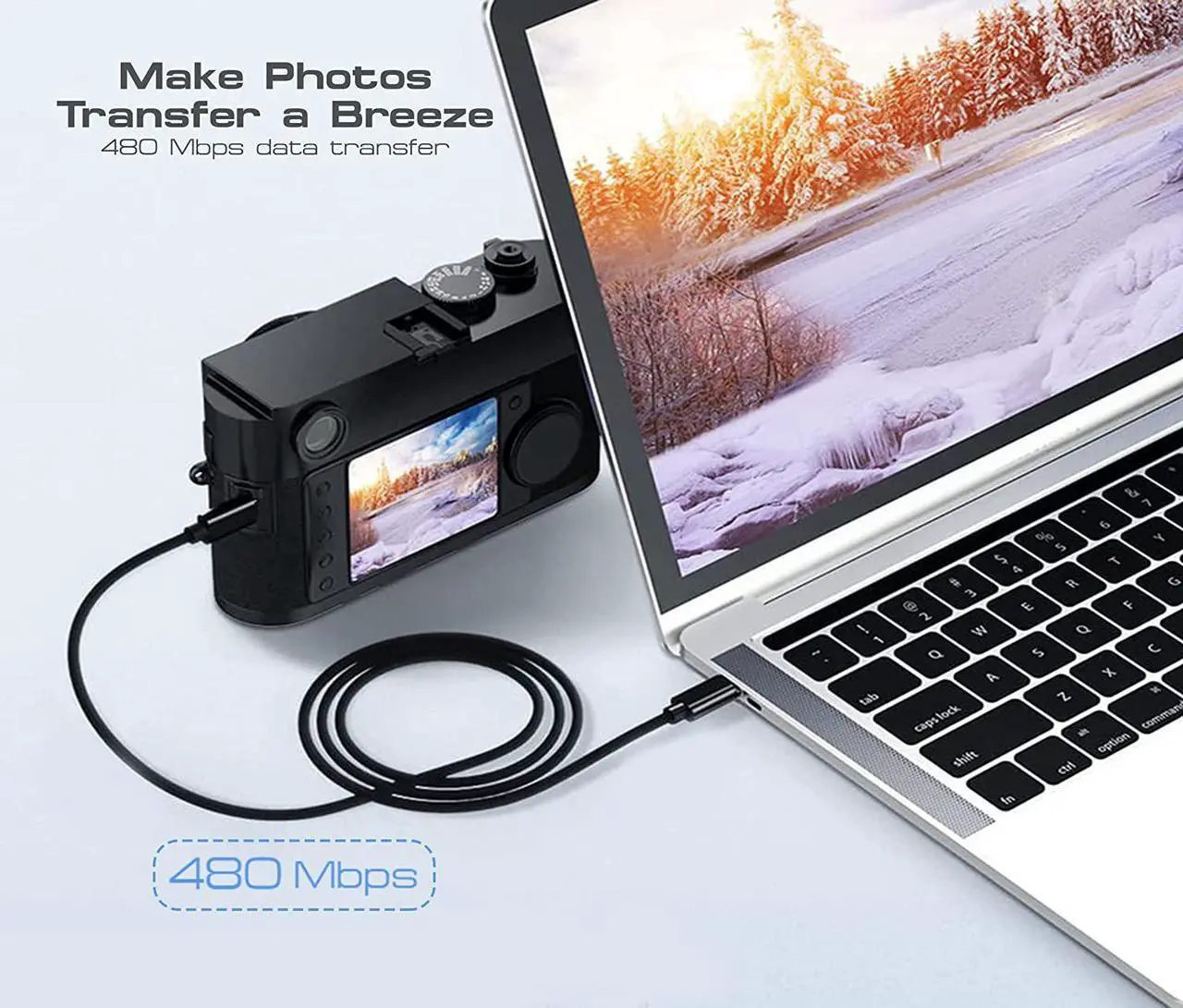 Alt view image 5 of 7 - [2 PACK] Mini USB to USB C Cable 3.3ft/1M, High Speed USB C to Mini USB C Cables Adapter 480Mbps Compatible with Mac- Book Air/i-Pad Pro/i-Mac Pro/Le-novo Yoga/H-P Dell XPS/Chrome-book/Digital Camera
