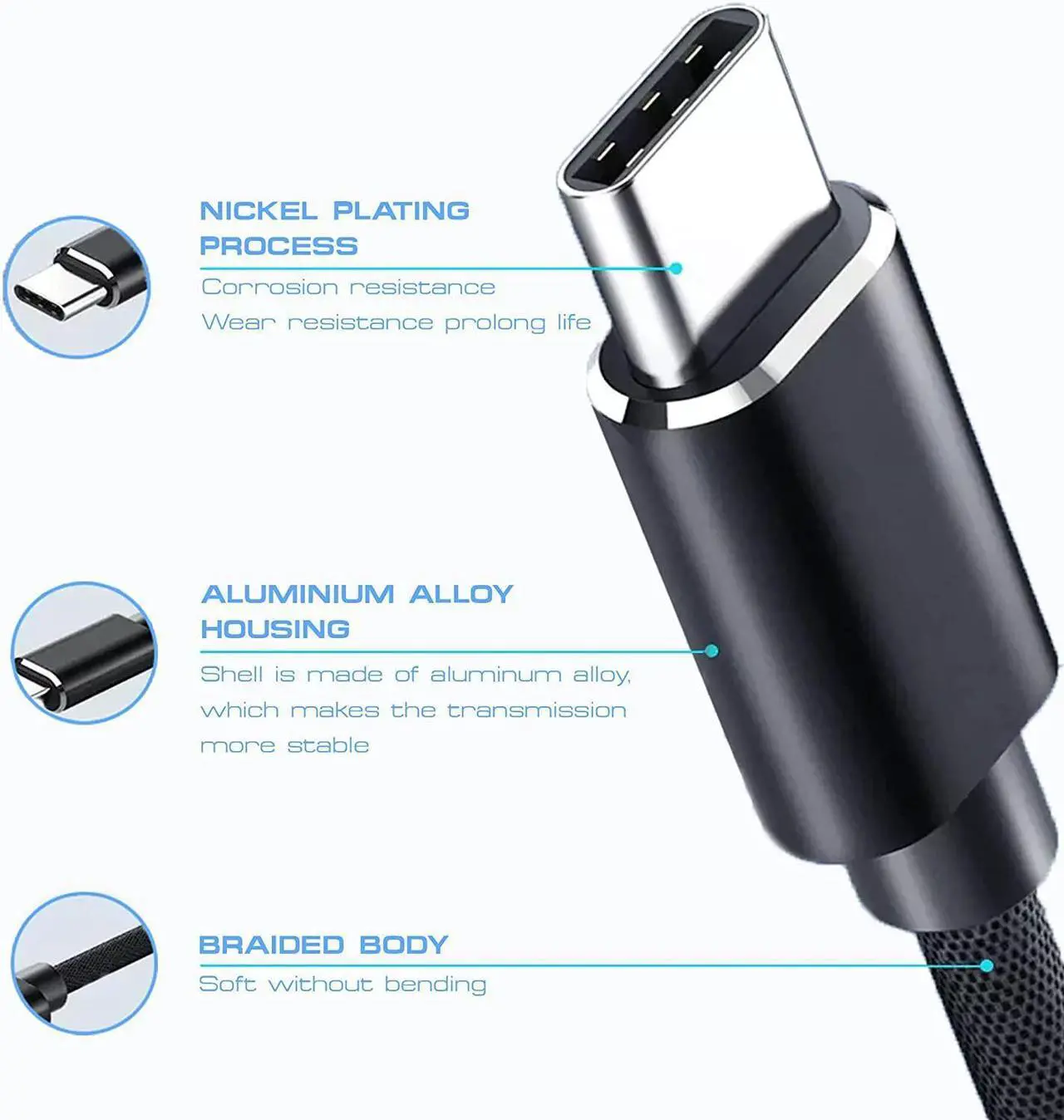 Alt view image 7 of 7 - [2 PACK] Mini USB to USB C Cable 3.3ft/1M, High Speed USB C to Mini USB C Cables Adapter 480Mbps Compatible with Mac- Book Air/i-Pad Pro/i-Mac Pro/Le-novo Yoga/H-P Dell XPS/Chrome-book/Digital Camera