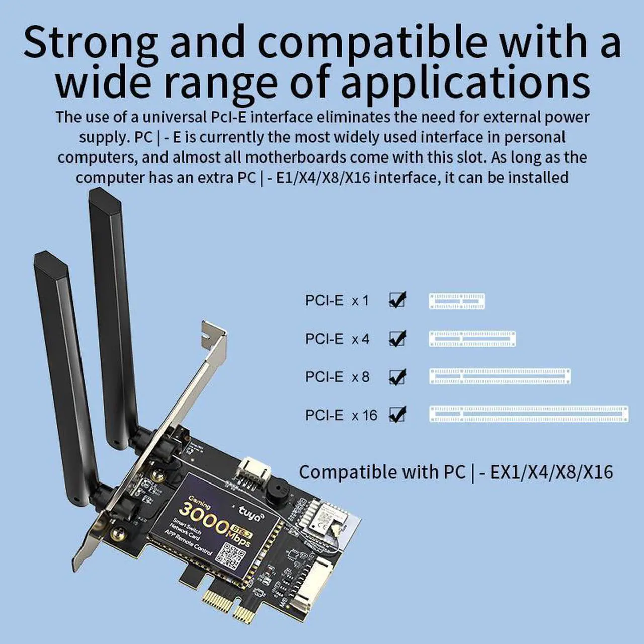 Alt view image 2 of 6 - PCIE WiFi 6 Network Card AX200SW Bluetooth 5.2 Wireless Adapter, 3000Mbps WiFi 6 Card Dual Band 2.4G/5G, Smart Remote Control WiFi Adapter for Desktop PC Support Windows 11/10 64bit
