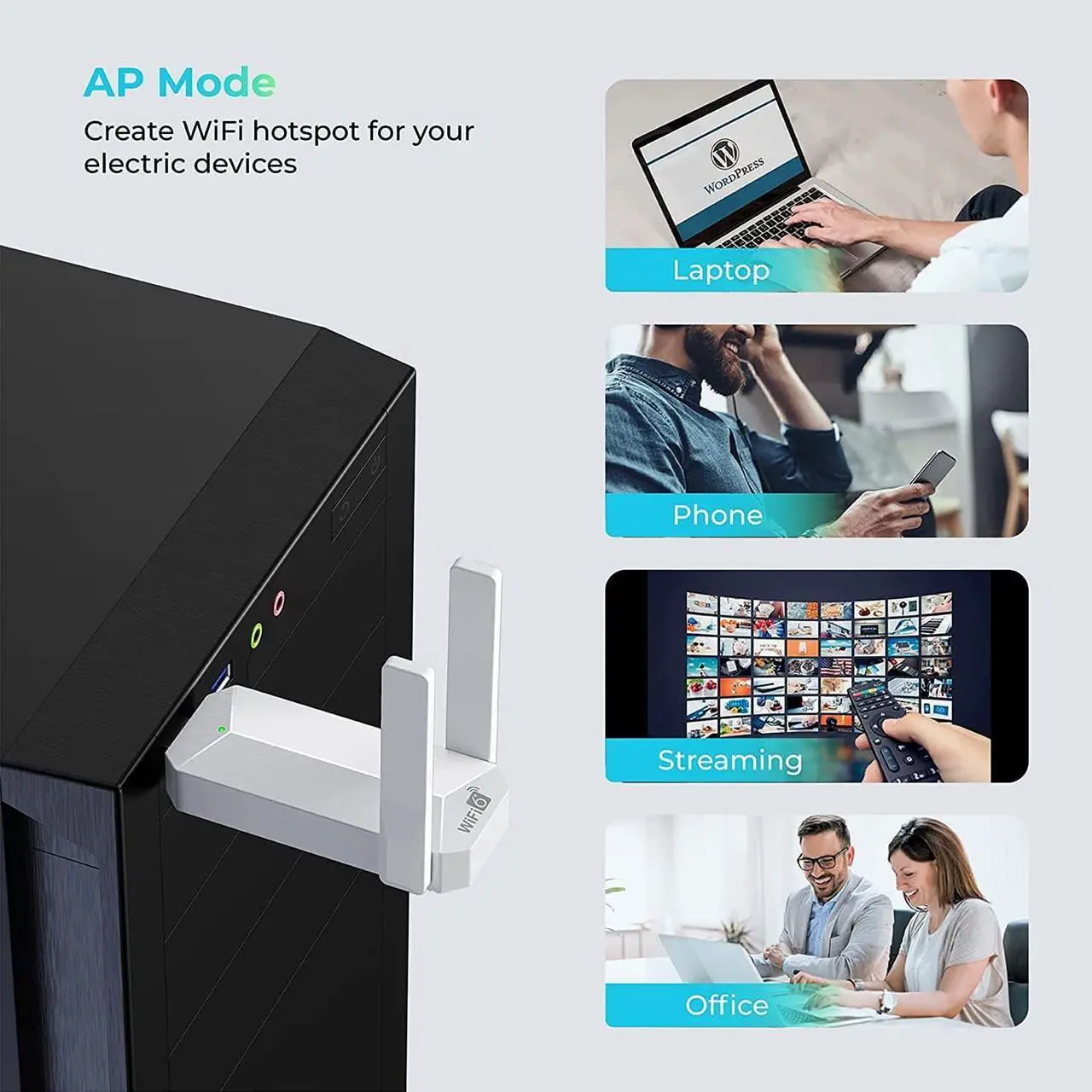 Alt view image 3 of 7 - USB WiFi 6 Adapter, AX1800 USB 3.0 Dual Band WiFi Dongle USB Wireless Adapter with 1800Mbps 5G 2.4G, 802.11AC Wireless Network Dongle High Gain Antennas for PC Desktop Laptop, Support Win 10/11 Only