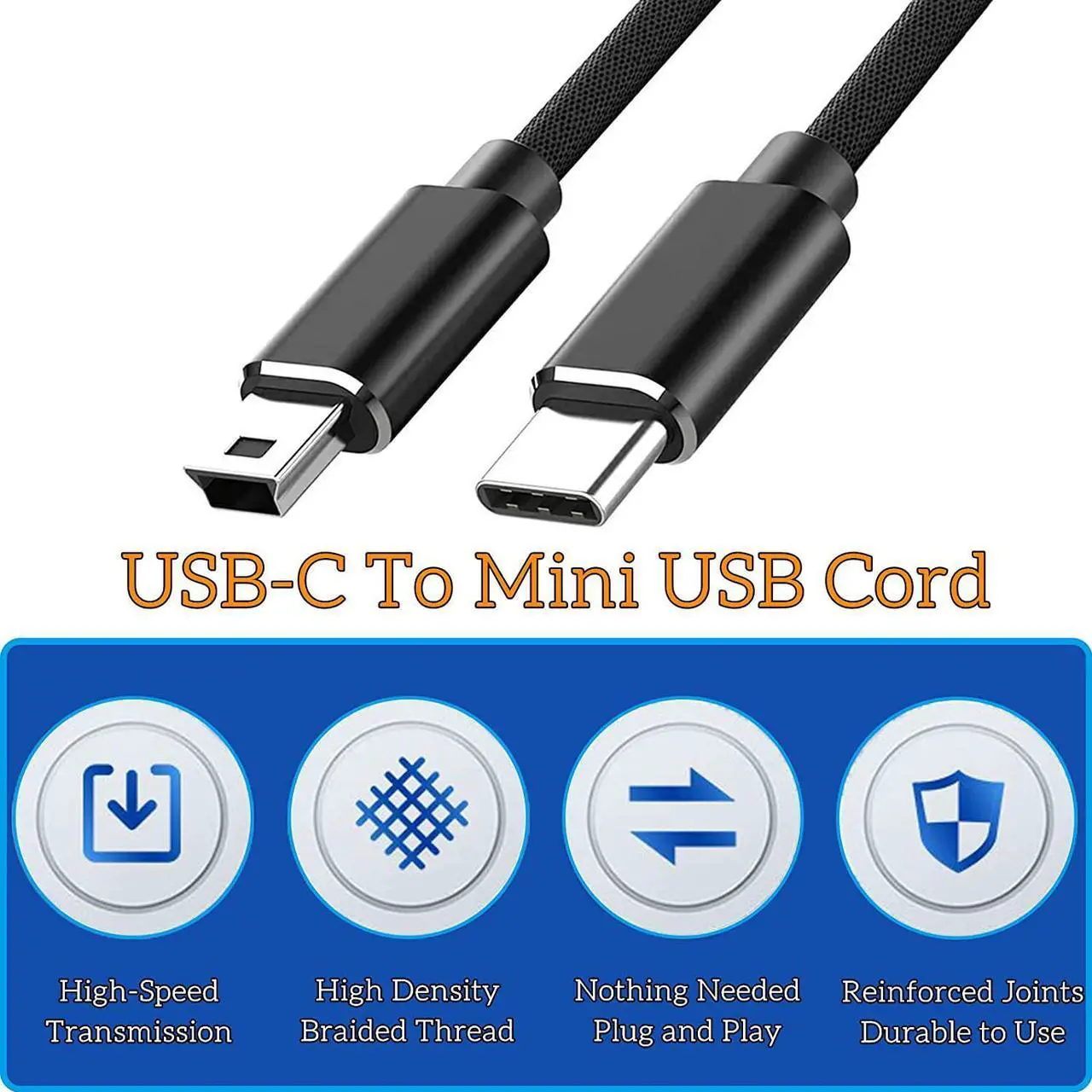 Alt view image 6 of 7 - [2 Pack] Mini USB to USB C Cable, Type C to Mini USB B High Speed Adapter Converter Cable Cord Compatible with M-a-c-B-o-o-k Air/i-P-a-d Pro/i-M-a-c Pro/H-P De-ll XPS/Chromebook/Digital Camera (1M)