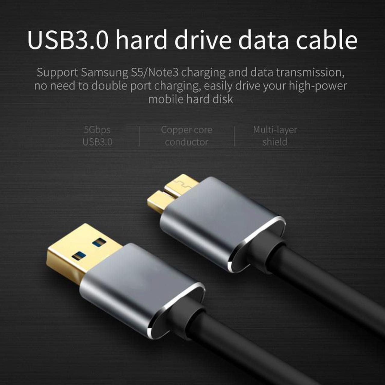 Alt view image 7 of 7 - USB 3.0 to Micro B Cable Male to Male, USB 3.0 Type A to Micro B Data Sync Cable Fast Speed USB 3.0 Cord For External Hard Drive Disk HDD S-a-m-s-u-n-g S5 Note 3 (3.3ft/1M)