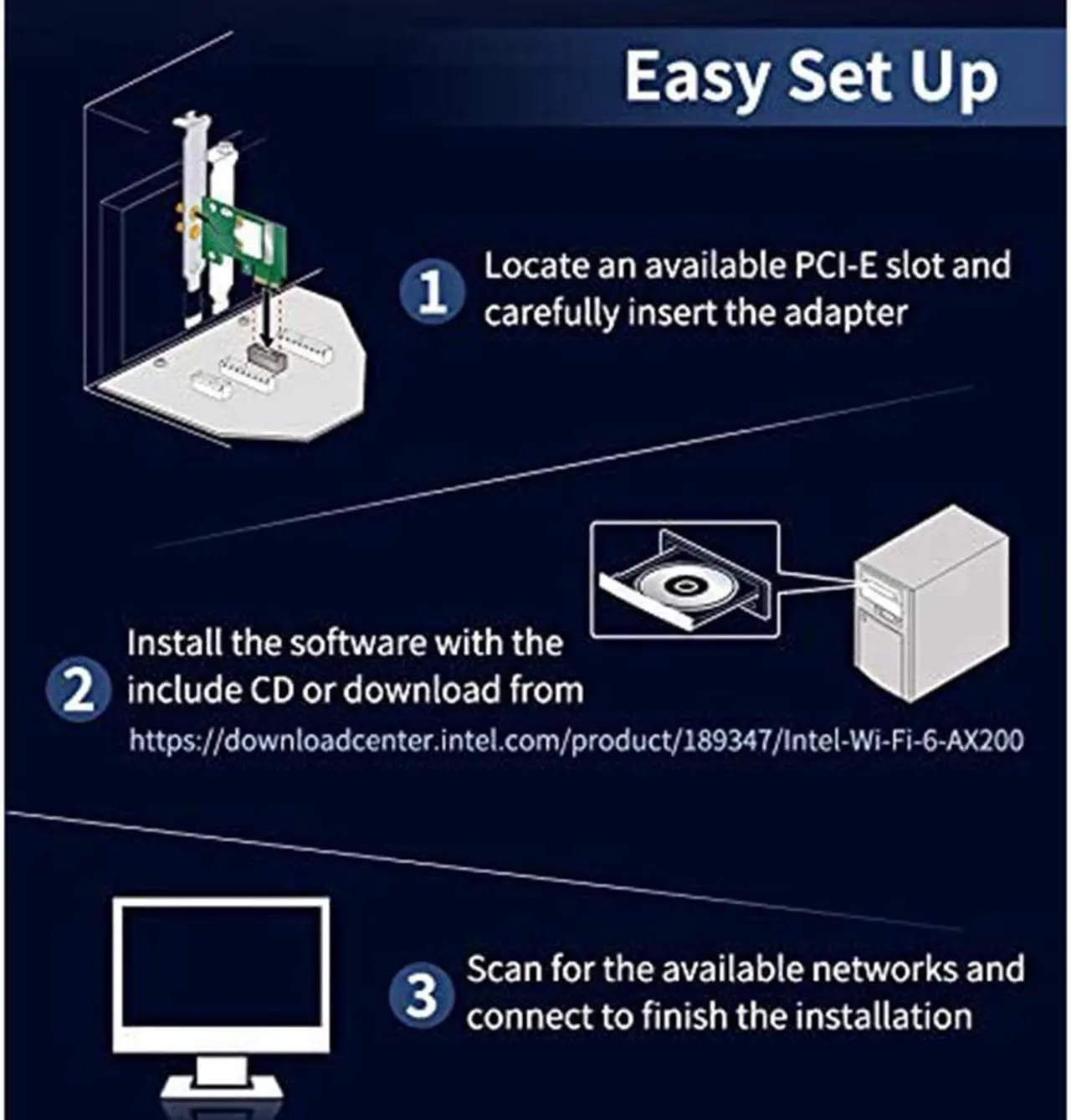 Alt view image 7 of 7 - 10DB Antennas WiFi 6E Card PCIE Wireless Adapter, AX210 Bluetooth 5.3 Wireless 5374Mbps 2 in 1 Tri Band 2.4G/5G/6Ghz WiFi 6 Network Card WiFi Adapter for PC Desktop Windows 10 11 (64bit)