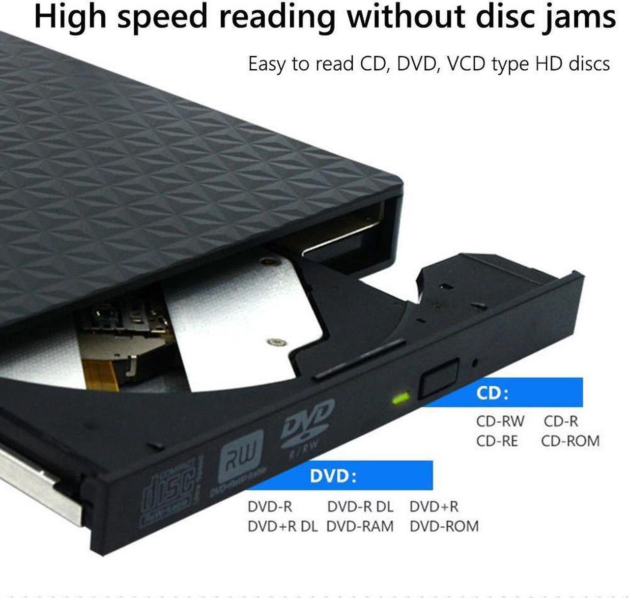 Alt view image 3 of 7 - External CD DVD Drive, USB 3.0 & Type-C Slim Portable CD DVD+/-RW Drive External DVD Writer CD Burner Player, External Optical DVD Drive for Laptop, Desktop, Mac, PC, WIN 11/10/8/7/XP/Linux/Vista/OS
