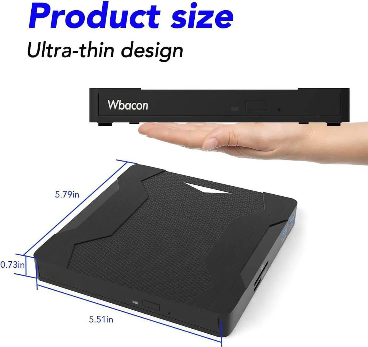Alt view image 7 of 7 - [5 in 1] External CD DVD Drive, USB 3.0 &Type-C Portable CD/DVD+/-RW Optical Drive/DVD Player for Laptop, External CD/DVD Burner Compatible with Desktop PC Laptop Windows Linux Mac OS